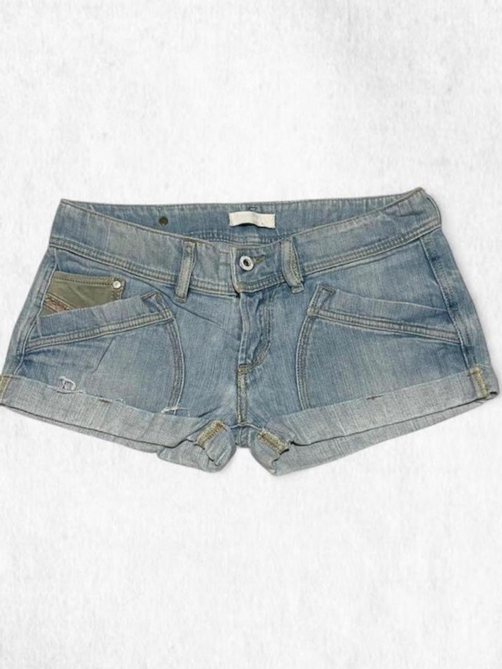 DIESEL Vintage WAKU lowrise denim shorts w/ embroidered pockets